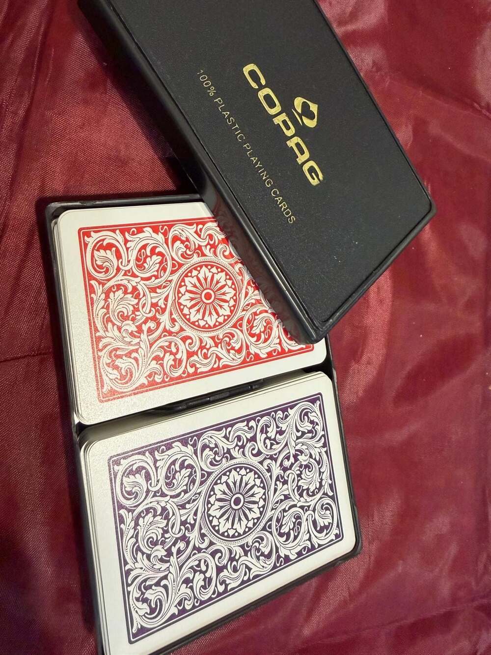 COPAG 100% Plastic Playing Cards Double Deck Set with Hard Case
